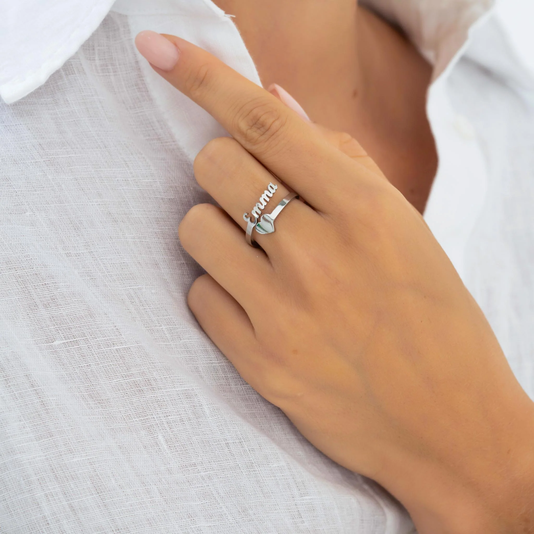 BAGUE COEUR AJUSTABLE 1 PRÉNOM - Image 3