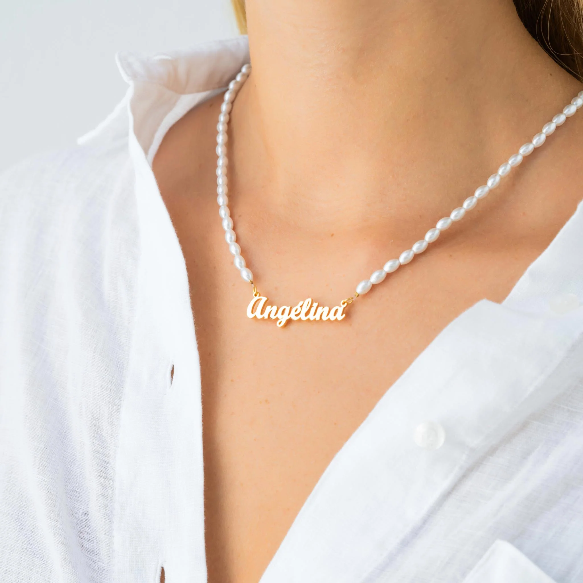 COLLIER PERLES 1 PRÉNOM